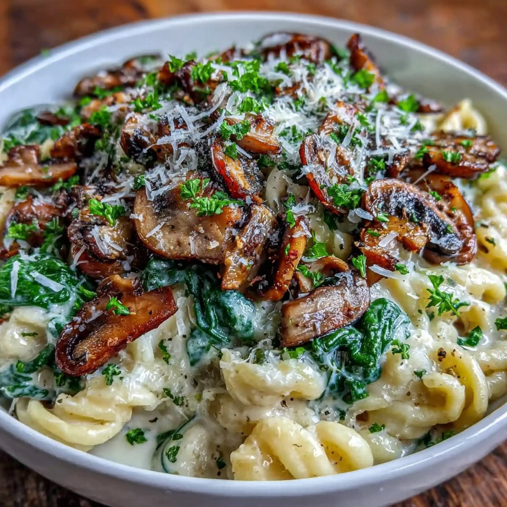 Creamy Spinach Mushroom Pasta
